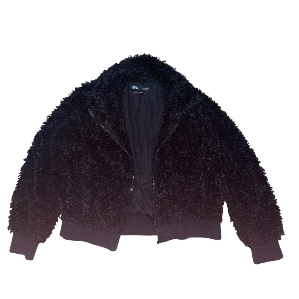 Zara Women’s Black Teddy Zip-Up Jacket